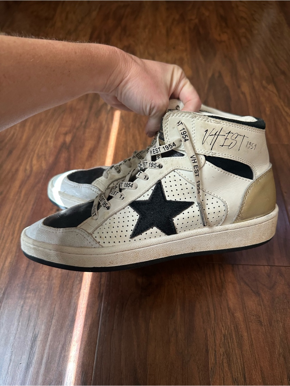 Vintage Havana High-Top Sneakers in Black and Cream - Picture 3 of 9